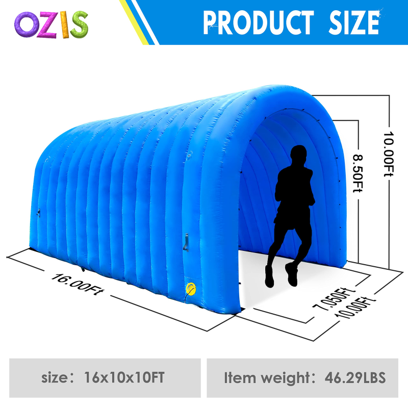 Inflatable Tunnel Sports Tunnel Entrance with Installed Blower Inflatable Tunnel Tent for Business Advertising Event Exhibition Promotion,Street,Shop,Supermarket,School(Blue, 16x10x10ft)