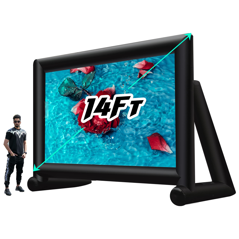 14Ft Upgrade Airtight Movie Screen Outdoor Inflatable Movie Screen No Need Power Supply Continuous - Supports Front and Rear Projection