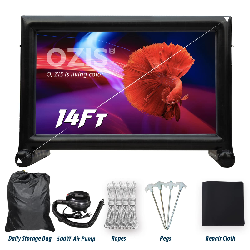 14Ft Upgrade Airtight Movie Screen Outdoor Inflatable Movie Screen No Need Power Supply Continuous - Supports Front and Rear Projection