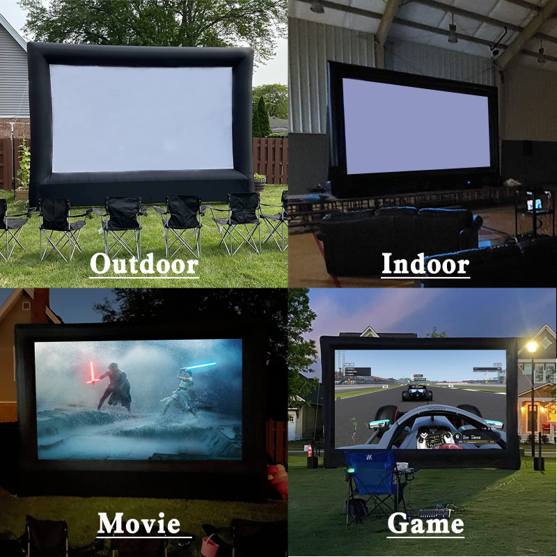 25Ft Inflatable Outdoor and Indoor Movie Projector Screen - Blow up Mega Cinema Theater Projector Screen with 450W Blower - Supports Front and Rear Projection - for Backyard Party Barbecue Travel