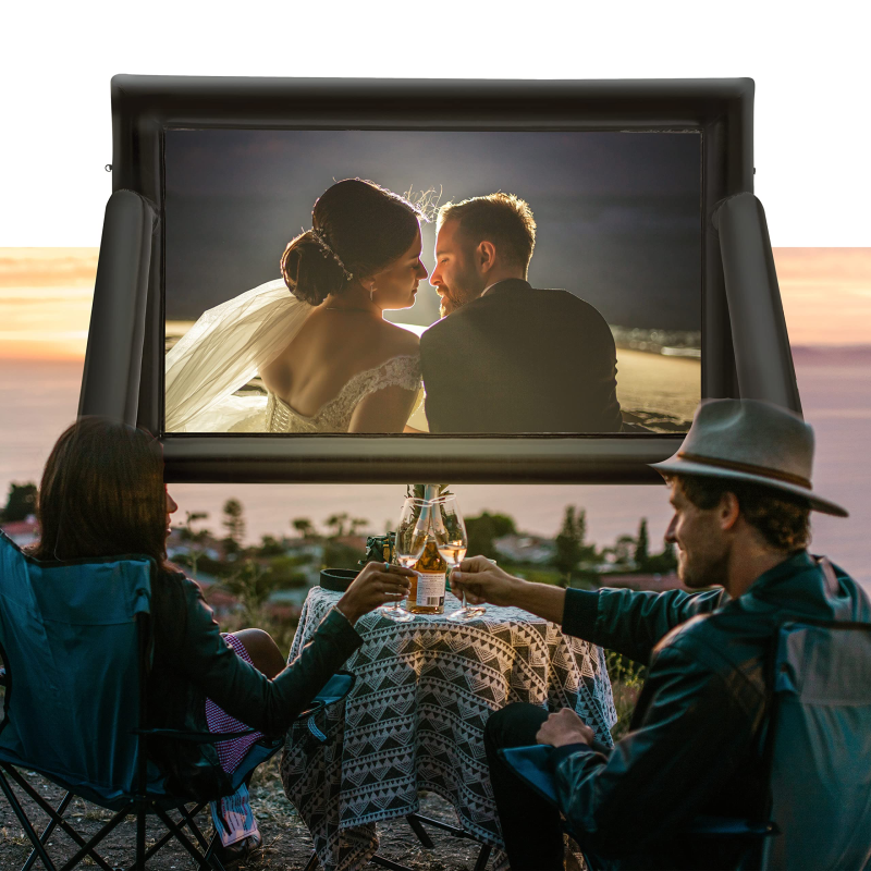 14Ft Upgrade Airtight Movie Screen Outdoor Inflatable Movie Screen No Need Power Supply Continuous - Supports Front and Rear Projection