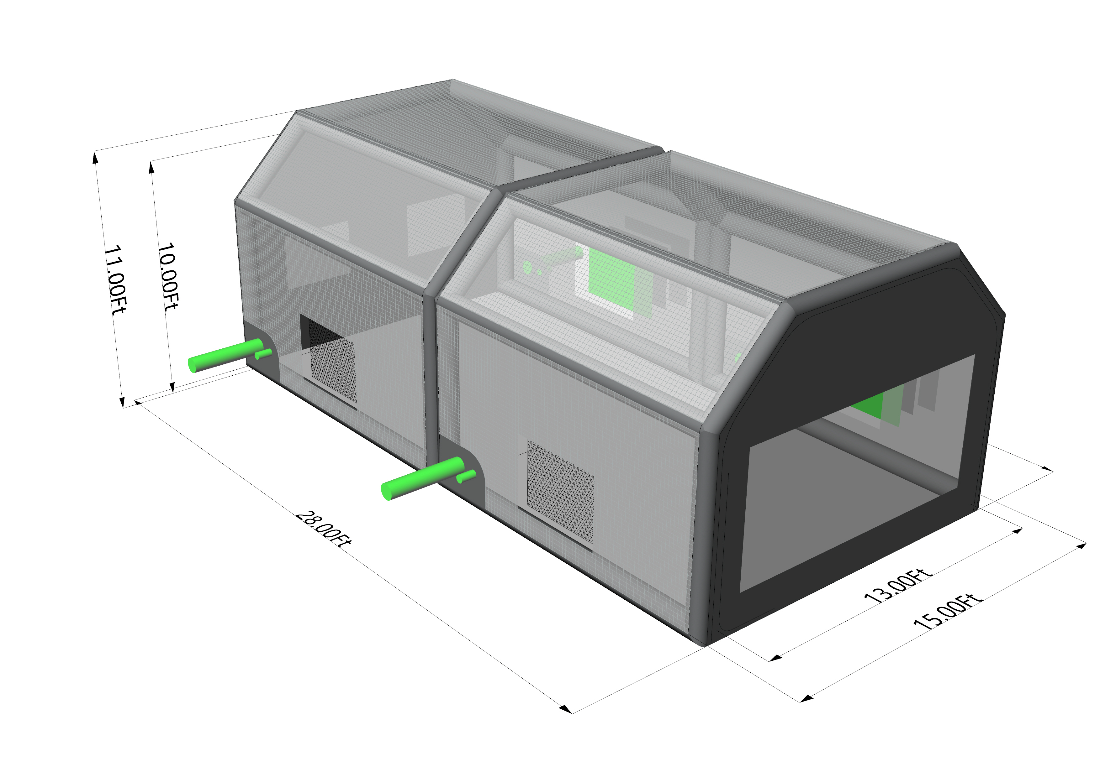 New Version Sewinfla Airtight Waterproof Paint Booth 13x11.5x10ft with A 750W Blower for Ventilation Durable Portable Paint Booth Perfect Solution for