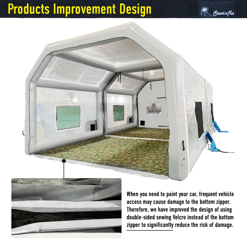 Sewinfla Airtight Waterproof Paint Booth 28x15x11FT with 2 Blowers (950W+950W) -New Version Airtight Spray Paint Booth Durable Portable Paint Booth Perfect Solution for Overspray Problem