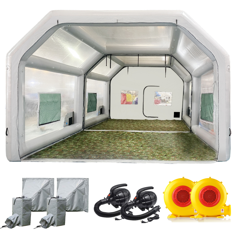 Sewinfla Airtight Waterproof Paint Booth 28x15x11FT with 2 Blowers (950W+950W) -New Version Airtight Spray Paint Booth Durable Portable Paint Booth Perfect Solution for Overspray Problem