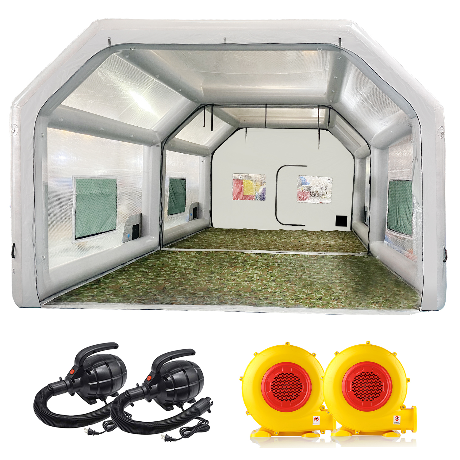 Sewinfla Professional Inflatable Paint Booth 13x8.2x8.2Ft with 2 Blowe