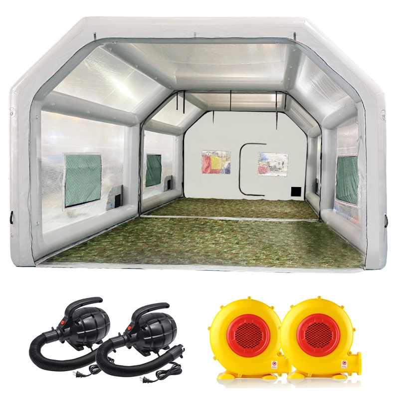 Sewinfla Airtight Waterproof Paint Booth 28x15x11FT with 2 Blowers (950W+950W) -New Version Airtight Spray Paint Booth Durable Portable Paint Booth Perfect Solution for Overspray Problem