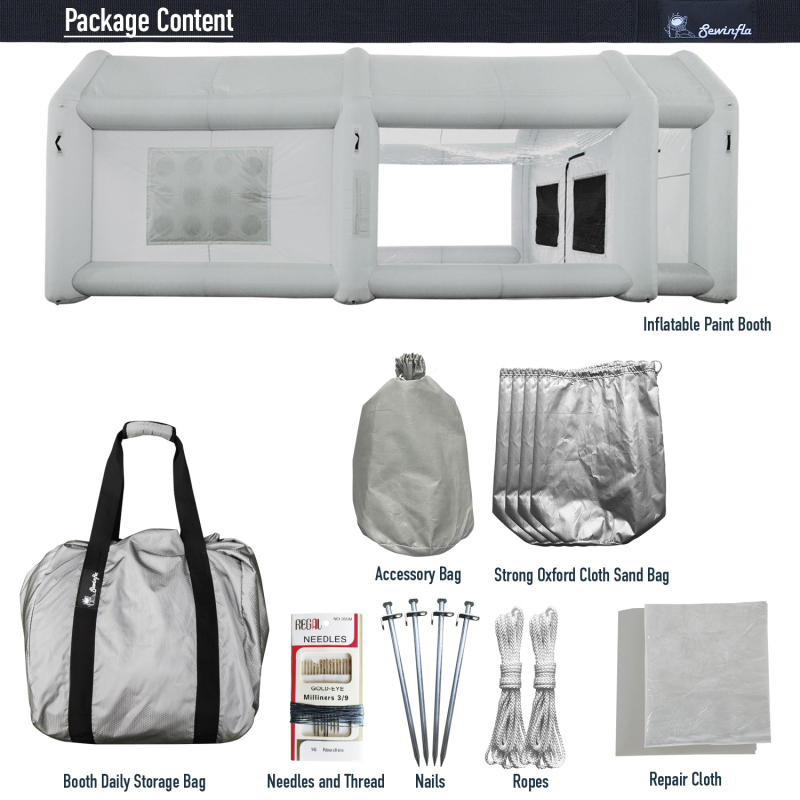 Sewinfla Professional Inflatable Paint Booth 28x15x11Ft Environmentally-Friendly Air Filter System Portable Paint Booth More Durable Inflatable Spray Booth with Powerful Blowers