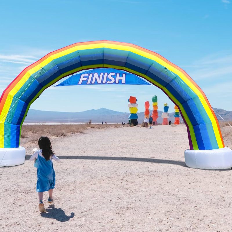 Sewinfla 20ft Inflatable Start Finish Line Arch Rainbow-Cloud with Internal 120W Blower, Outdoor Inflatable Archway for Party Race Advertising Commerce