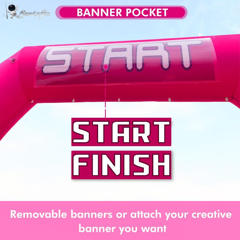Sewinfla 20ft Inflatable Start Finish Line Arch Pink with Blower, Outdoor Inflatable Archway for Party,5k Race, Advertising Commerce