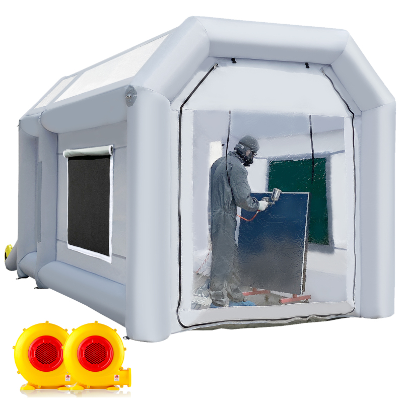 Sewinfla Professional Inflatable Paint Booth 13x8.2x8.2Ft with 2 Blowers (480W+750W) & Air Filter System Portable Paint Booth Tent Garage Inflatable Spray Booth Painting for Parts,Motorcycles