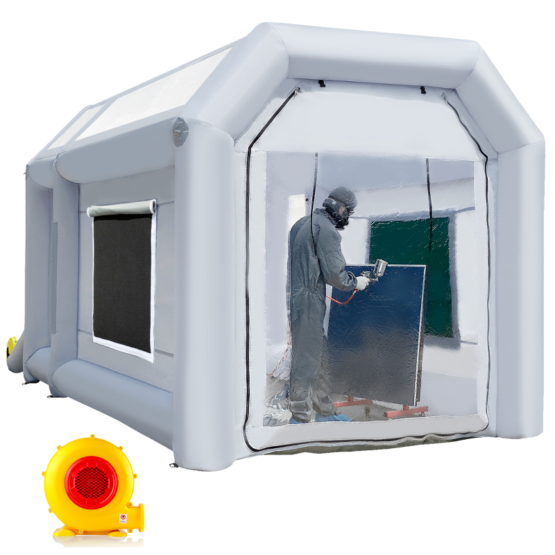 Sewinfla Professional Inflatable Paint Booth 13x8.2x8.2Ft with 2 Blowers (480W+750W) & Air Filter System Portable Paint Booth Tent Garage Inflatable Spray Booth Painting for Parts,Motorcycles