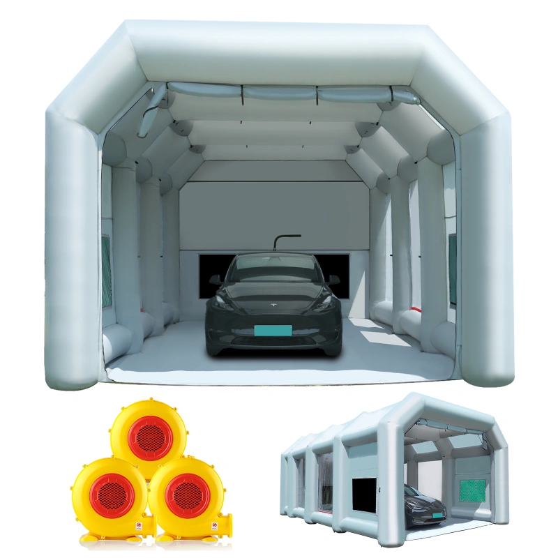 Sewinfla Professional Inflatable Paint Booth 39x16.5x13Ft with 3 Blowers (750W+950W+950W) & Air Filter System Portable Paint Booth Tent Garage Inflatable Spray Booth Painting for Cars