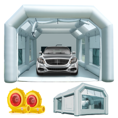 Sewinfla Professional Inflatable Paint Booth 26x13x10Ft with 2 Blowers (480W+950W) & Air Filter System Portable Paint Booth Tent Garage Inflatable Spray Booth Painting for Cars