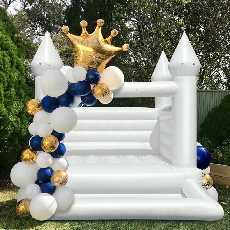 Portable Inflatable White Bounce House 10x8x8FT / 3x2.4x2.4m Bounce House Castle with Blower and Ball Pit,Inflatable Bouncy Castle for Outdoor Backyard Parties, Weddings, Birthdays, Commercial Lease Perfect for Toddlers and Adults