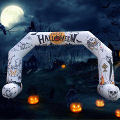 Sewinfla 20ft Halloween White Inflatable Arch with 250W Blower, Hexagon Inflatable Archway for Halloween Decoration Entrance