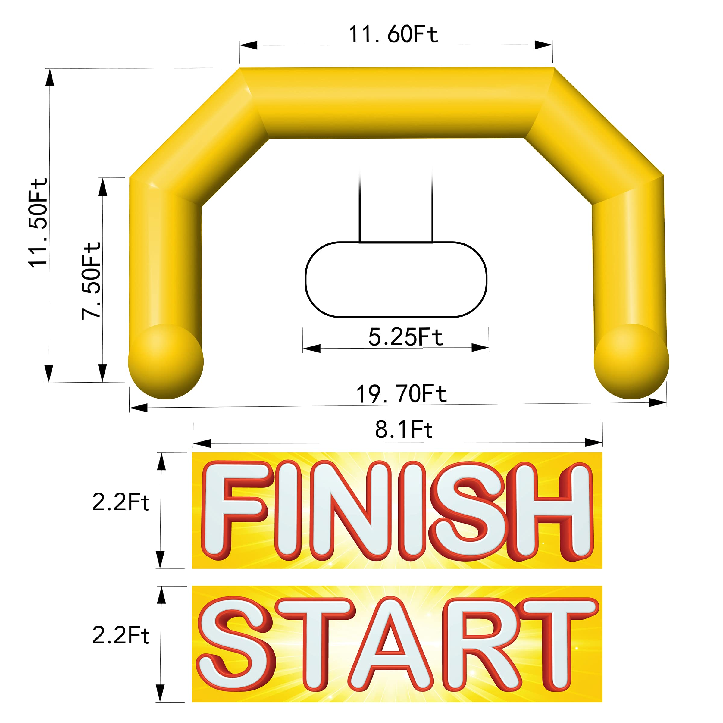 Sewinfla 20ft Inflatable Arch with Start Finish Line Banners and