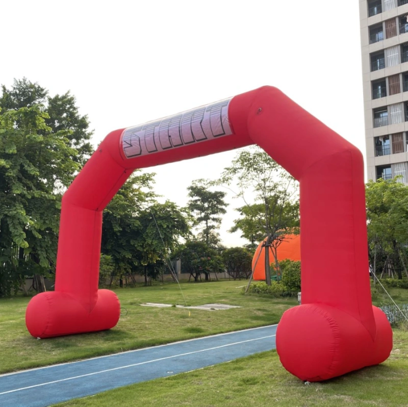 Sewinfla 20ft Red Inflatable Arch with Start Finish Line Banners and Powerful Blower, Hexagon Inflatable Archway for Run Race Marathon Outdoor Advertising Commerce