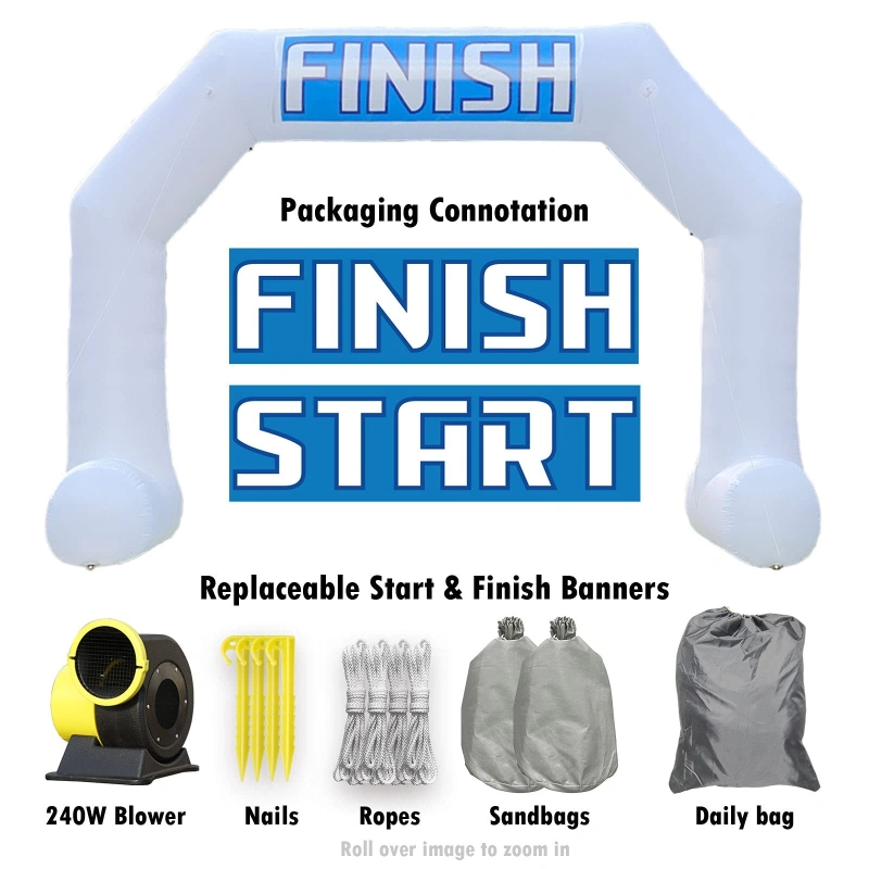 Sewinfla 20ft Inflatable Arch with Start Finish Line Banners and Powerful Blower, Hexagon Inflatable Archway for Run Race Marathon Outdoor Advertising Commerce