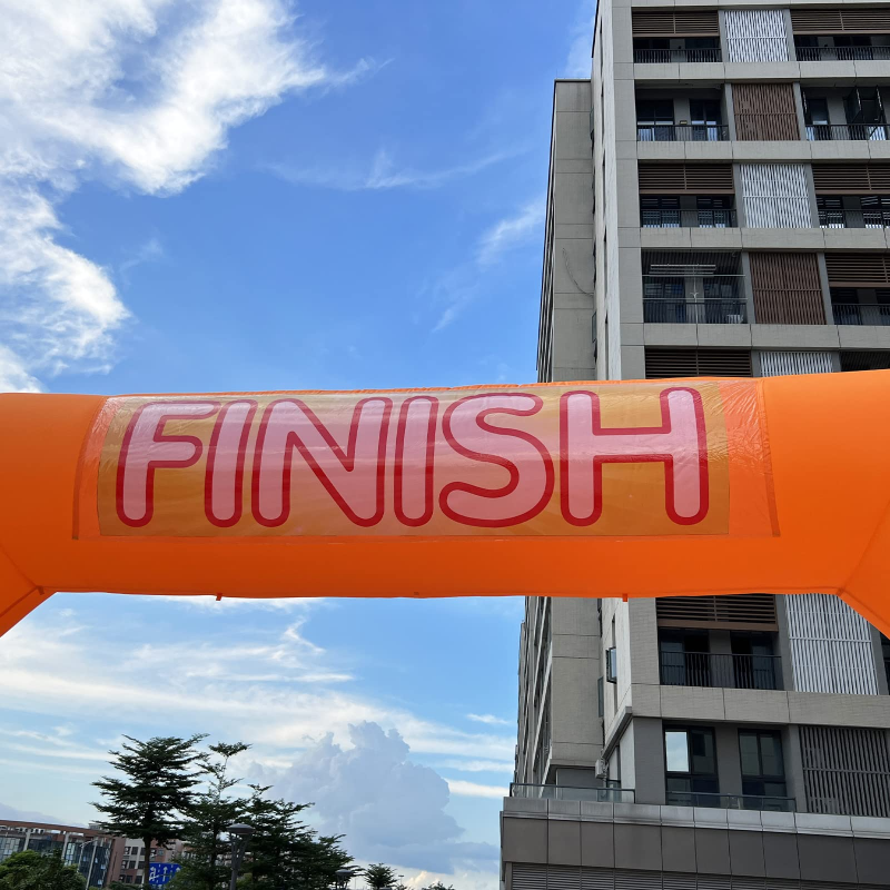 Sewinfla 20ft Orange Inflatable Arch with Start Finish Line Banners and Powerful Blower, Hexagon Inflatable Archway for Run Race Marathon Outdoor Advertising Commerce