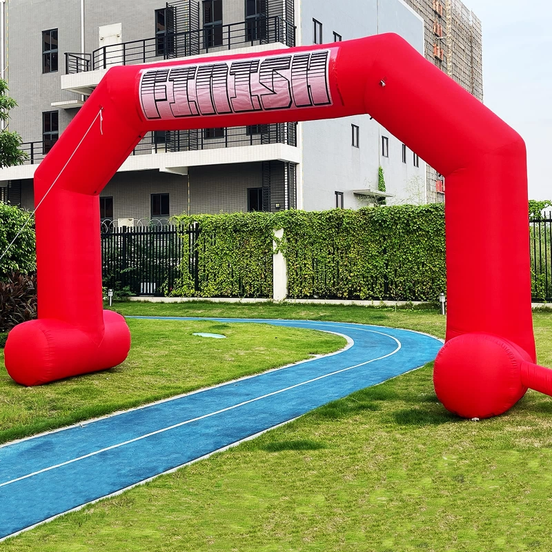 Sewinfla 20ft Red Inflatable Arch with Start Finish Line Banners and Powerful Blower, Hexagon Inflatable Archway for Run Race Marathon Outdoor Advertising Commerce