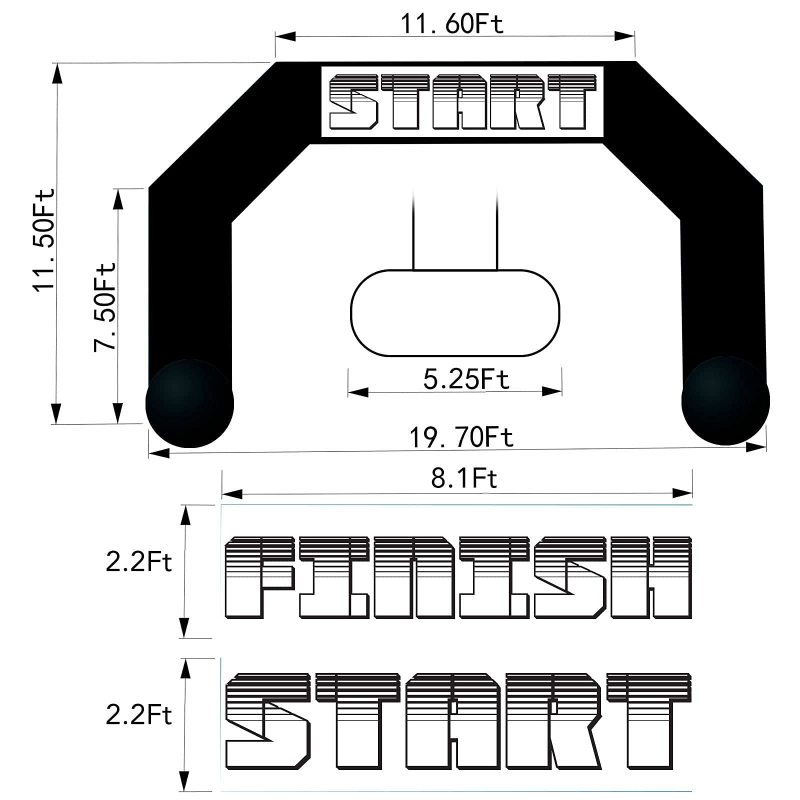 Sewinfla 20ft Inflatable Arch with Start Finish Line Banners and Powerful Blower, Hexagon Inflatable Archway for Run Race Marathon Outdoor Advertising Commerce