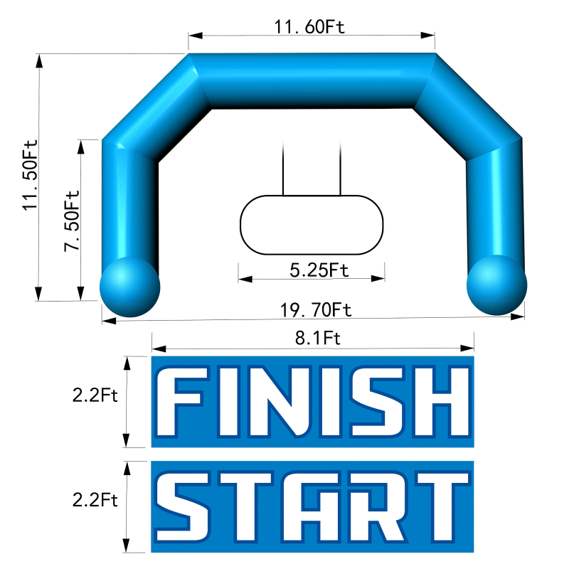 Sewinfla 20ft Inflatable Arch White with Start Finish Line Banners and Powerful Blower, Hexagon Inflatable Archway for Race Outdoor Advertising Commerce