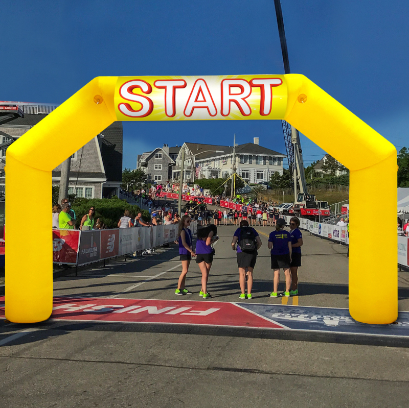 Sewinfla 20ft Yellow Inflatable Arch with Start Finish Line Racing Arch Banners & Blower Outdoor Inflatable Archway for Advertising Commerce Party Sport Race