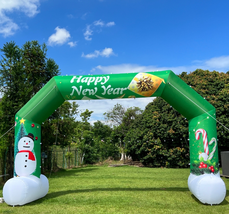 Sewinfla 20ft Inflatable Christmas Arch with 250W Blower, Blow Up Green Inflatables Santa Claus and Snowman Archway for Xmas Party Arch and Outdoor Decoration