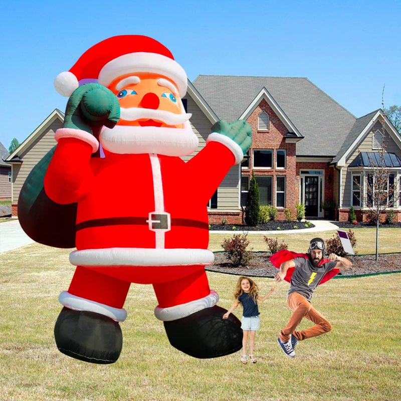 Giant Premium Inflatable Santa Claus with Blower for Christmas Yard Decoration Outdoor Yard Lawn Xmas Party Blow Up Decoration with No Light