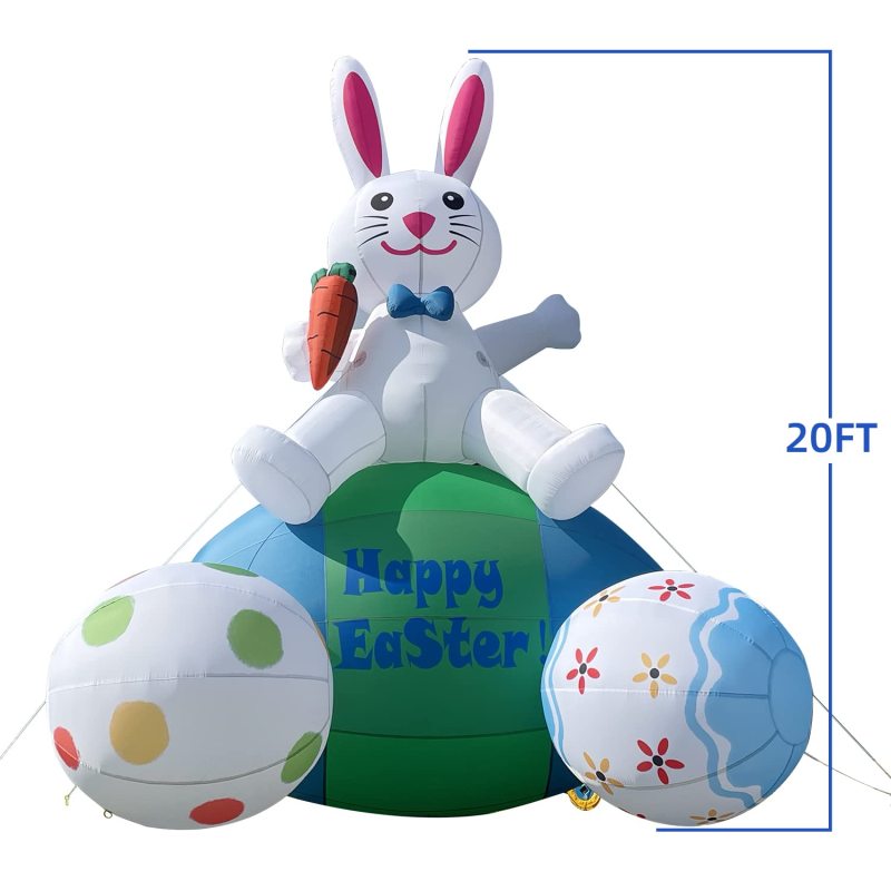 Gaint 20FT Easter Bunny,Easter Inflatables Outdoor Decorations,Blow up Outdoor Commercial Decoration with Blower,Suitable for Courtyard, Garden, Lawn