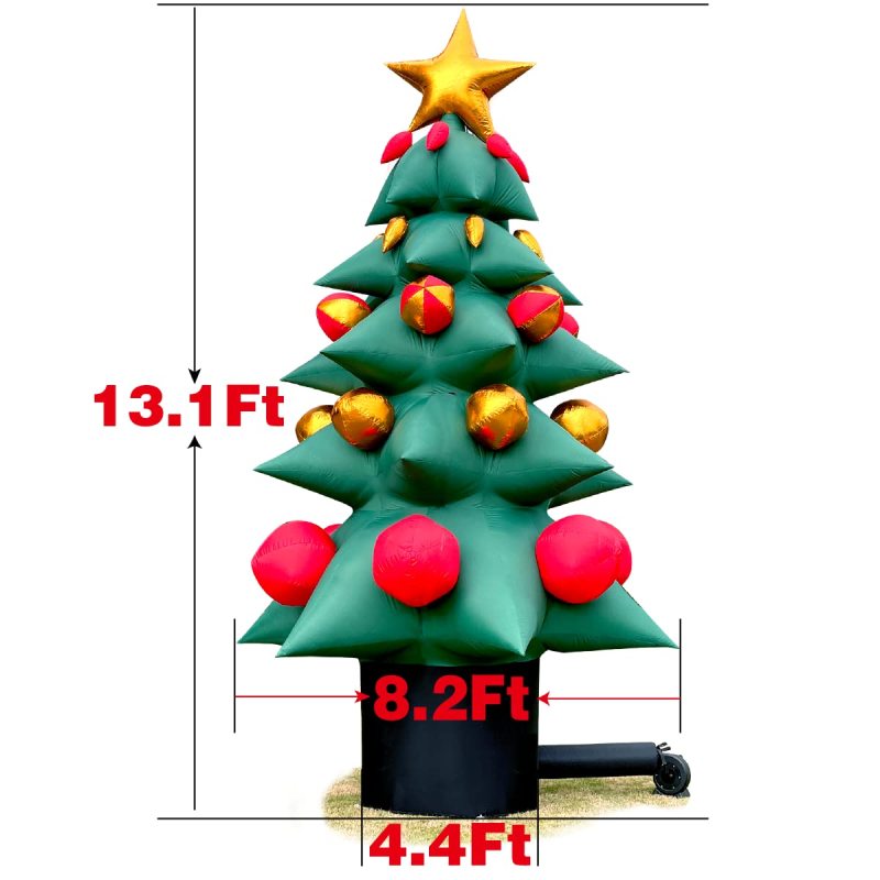 13Ft Christmas Inflatable Green Tree with Built-in LED Lights, Blow up Christmas Decoration with Blower, for Outdoor Indoor Holiday Party