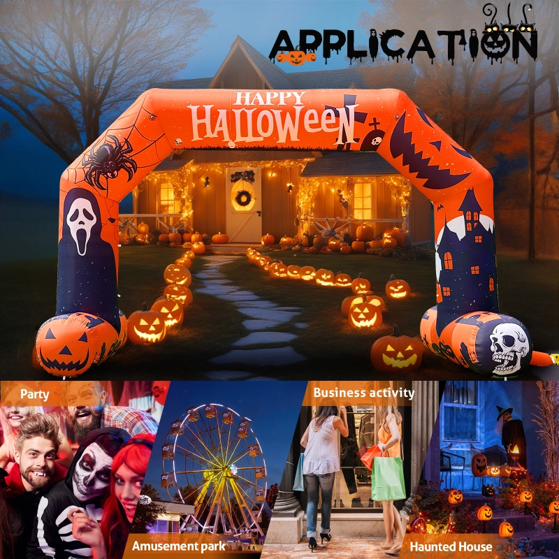 Sewinfla 20ft Halloween Inflatable Arch with Start Finish Line Banners and 250W Blower, Hexagon Inflatable Archway for Halloween Decoration Entrance