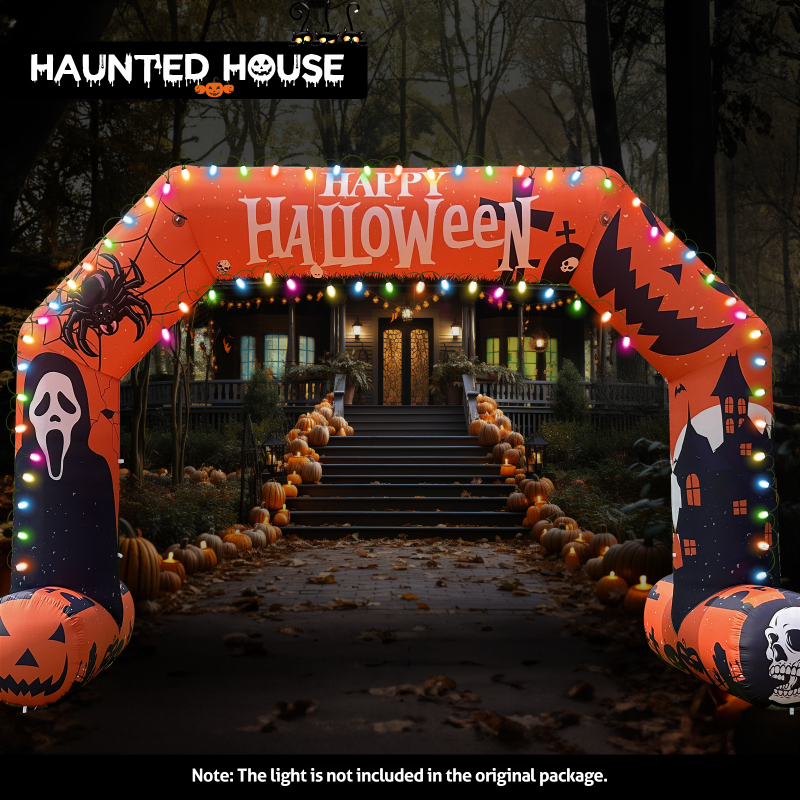Sewinfla 20ft Halloween Inflatable Arch with Start Finish Line Banners and 250W Blower, Hexagon Inflatable Archway for Halloween Decoration Entrance
