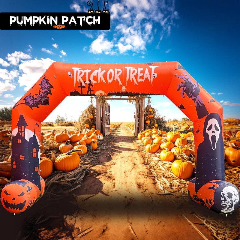 Sewinfla 20ft Halloween Inflatable Arch with Start Finish Line Banners and 250W Blower, Hexagon Inflatable Archway for Halloween Decoration Entrance