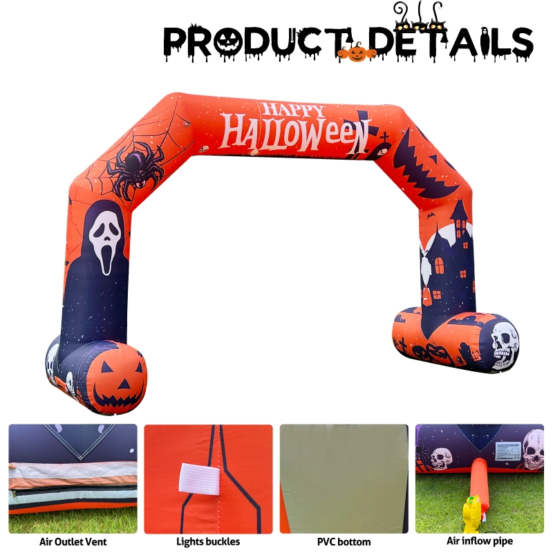 Sewinfla 20ft Halloween Inflatable Arch with Start Finish Line Banners and 250W Blower, Hexagon Inflatable Archway for Halloween Decoration Entrance