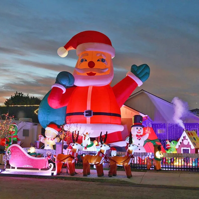 20Ft Giant Inflatable Santa Claus with Blower for Christmas Yard Decoration Outdoor Yard Lawn Xmas Party Blow Up Decoration with No Light