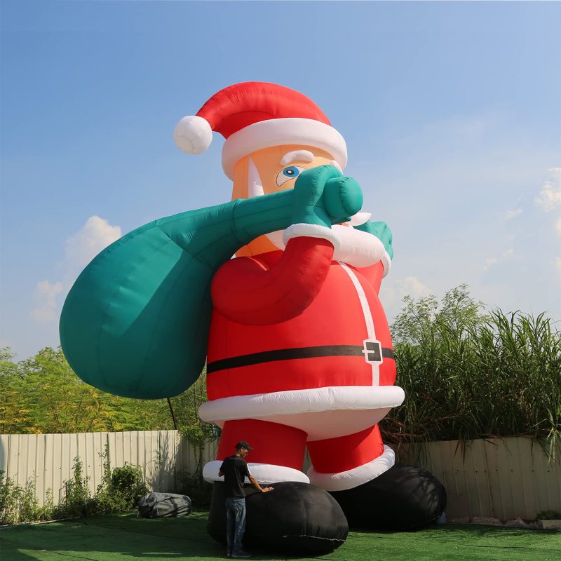 Giant Premium 20Ft Inflatable Santa Claus with Blower for Christmas Yard Decoration Outdoor Yard Lawn Xmas Party Blow Up Decoration with No Light