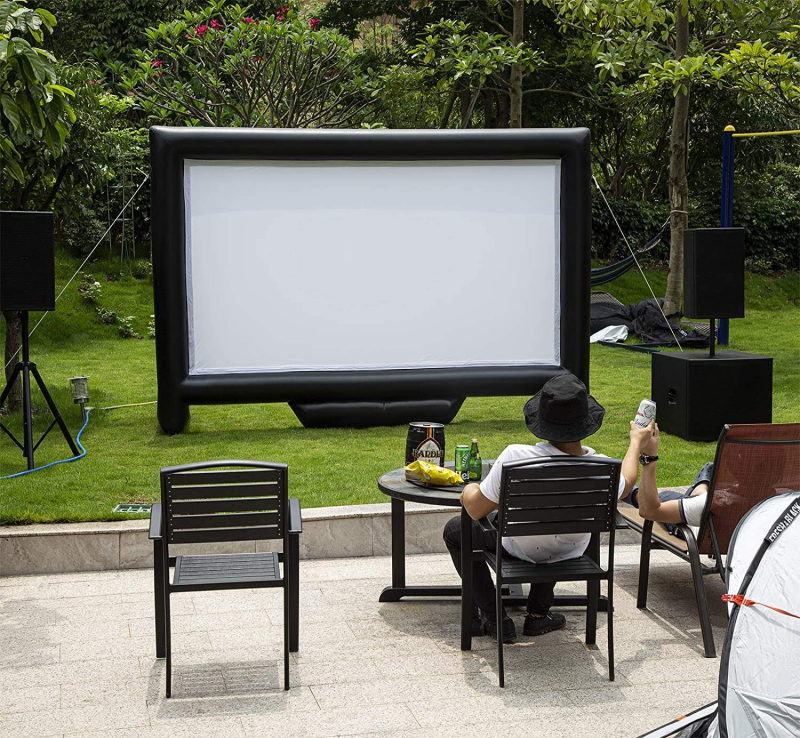 Sewinfla Outdoor Movie Screen 10ft- Upgraded Airtight Design Inflatable Movie Projector Screen for Outdoor/Indoor Use - No Need to Keep Inflating - Supports Front and Rear Projection