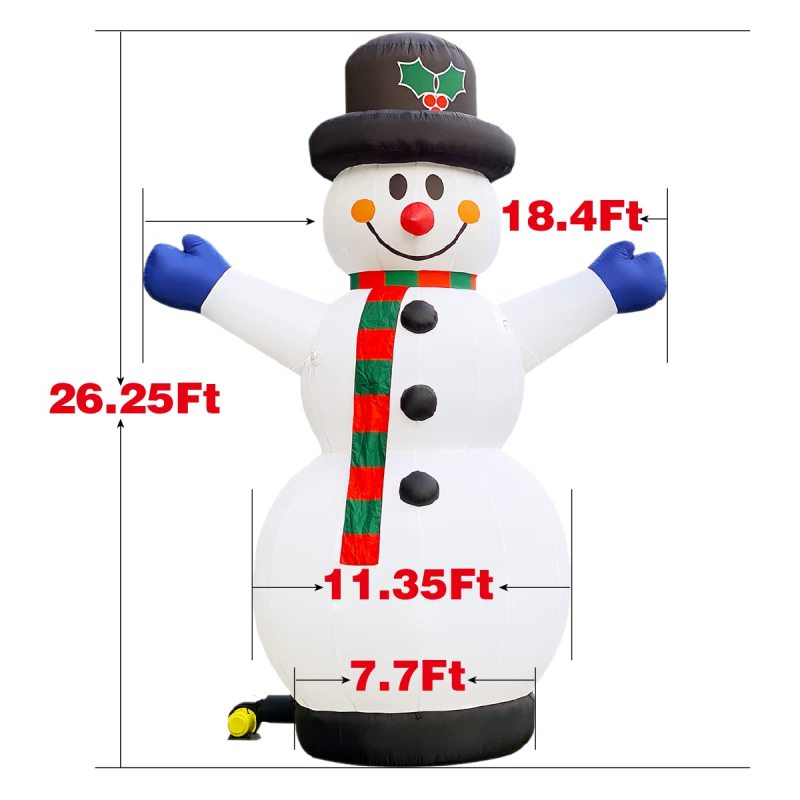 26FT Christmas Inflatable Snowman Lighted with Blower Frosty Snowman Inflatable Outdoor Yard Decoration Lawn Xmas Party Blow Up Decoration