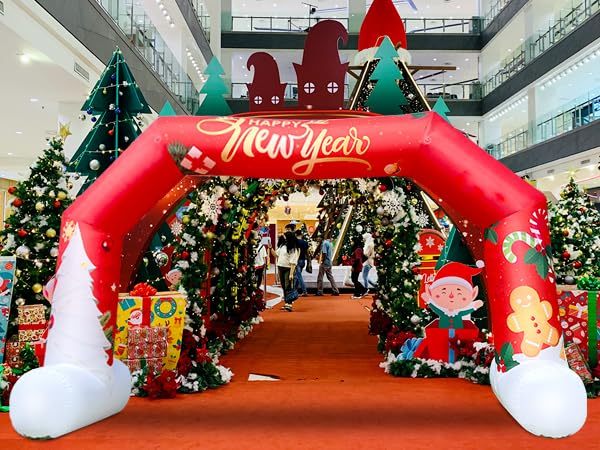 Christmas 20Ft Inflatable Arch Decoration with 250W Blower, Red Christmas Inflatable Snowman Archway for Xmas Party Arch and Outdoor Decoration