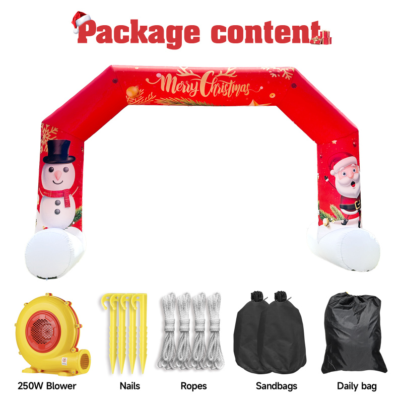 20Ft Christmas Inflatable Arch Outdoor Giant Inflatable Archway with Reindeer, Candy Cane, Snowman and Santa, Blow Up Yard Decorations for Xmas Party, Holiday, Lawn, New Year