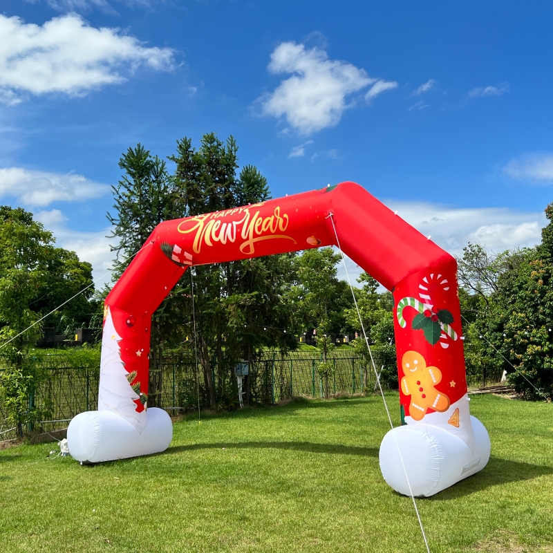 Sewinfla 20ft Inflatable Christmas Arch with 250W Blower, Red Christmas Inflatable Archway Decorations Inflatables Santa Claus and Snowman Archway Blow Up Large Christmas Inflatable for Xmas Party Arch and Outdoor Decoration