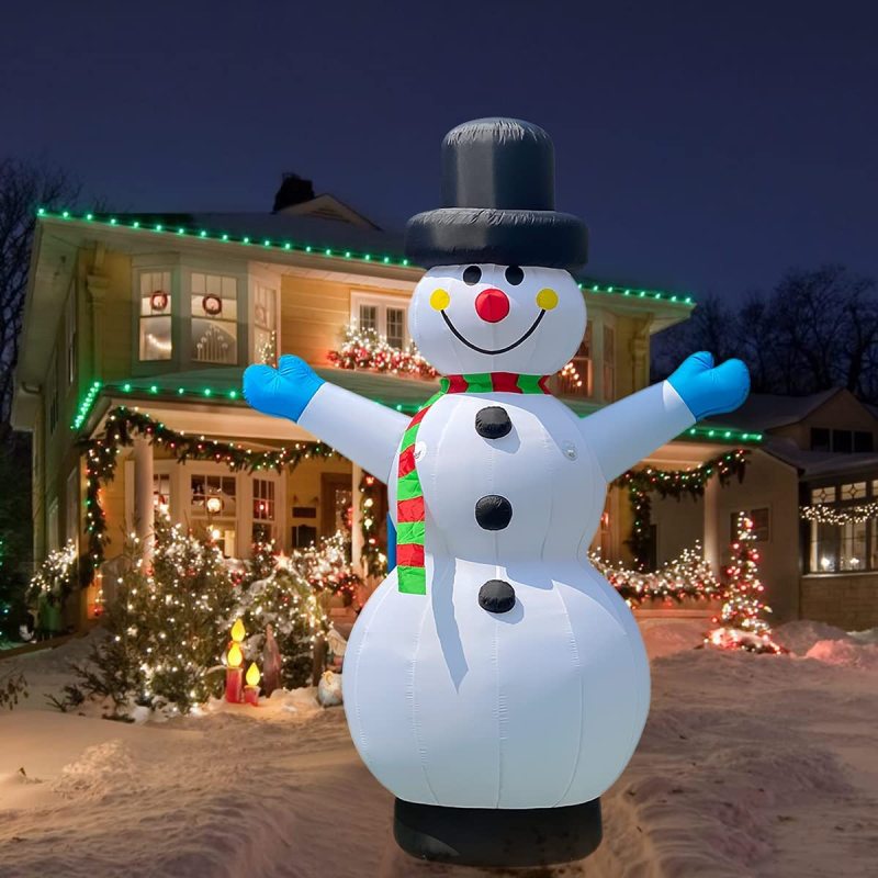 13FT Christmas Inflatable Snowman Lighted with Blower Frosty Snowman Inflatable Outdoor Yard Decoration Lawn Xmas Party Blow Up Decoration