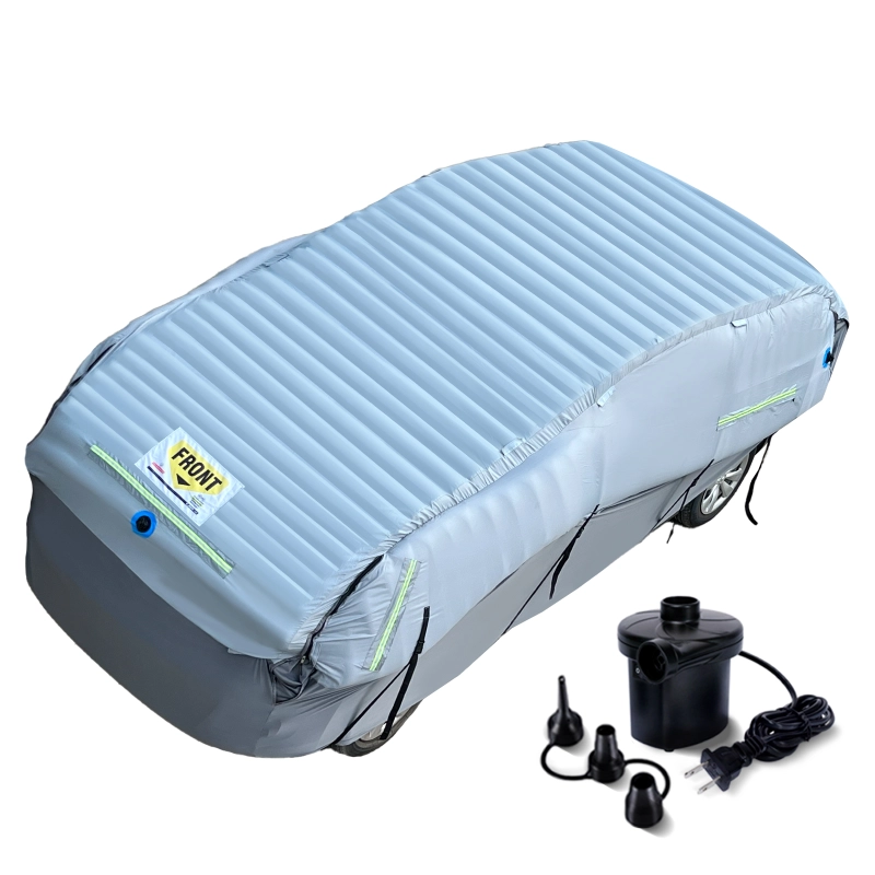 Inflatable Hail Protector For Car Thickened Multilayer Protection PVC Air Bag Anti-Hail Car Cover For Compact Car Between 106"-172’’(with Air Pump)