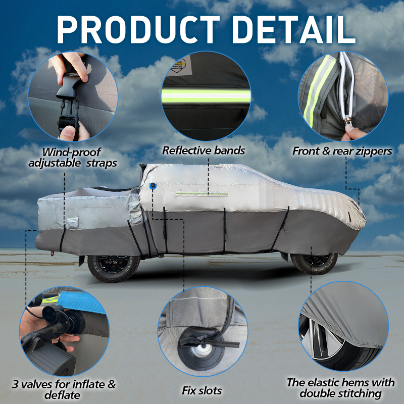 [Shipping Date: November 28th] Inflatable Hail Protector For Pickup Car Thickened Multilayer Protection PVC Air Bag Anti-Hail Car Cover For Pickup Between 200"-236’’(with Air Pump)