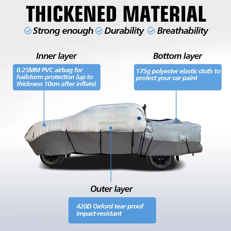 [Shipping Date: November 28th] Inflatable Hail Protector For Pickup Car Thickened Multilayer Protection PVC Air Bag Anti-Hail Car Cover For Pickup Between 200"-236’’(with Air Pump)