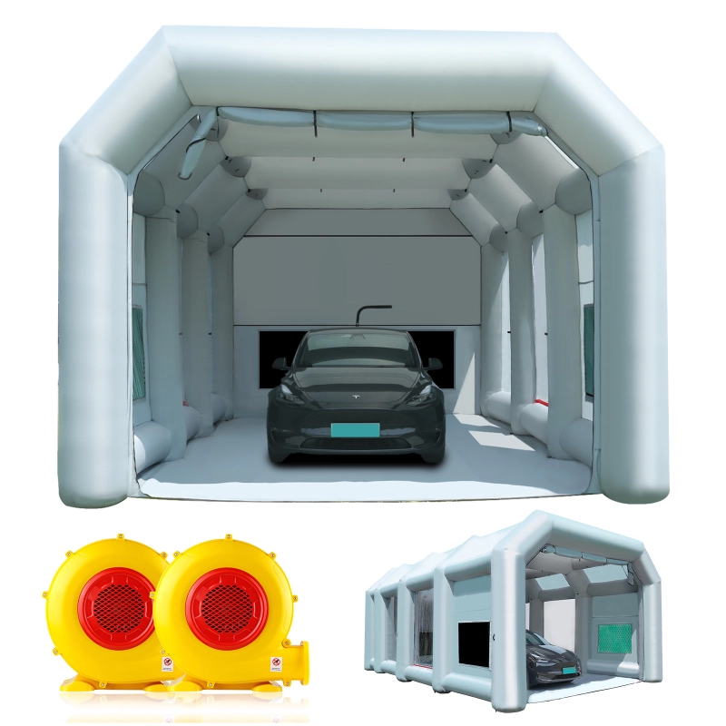 Sewinfla Professional Inflatable Paint Booth 39x16.5x13Ft with 3 Blowers (750W+950W+950W) & Air Filter System Portable Paint Booth Tent Garage Inflatable Spray Booth Painting for Cars