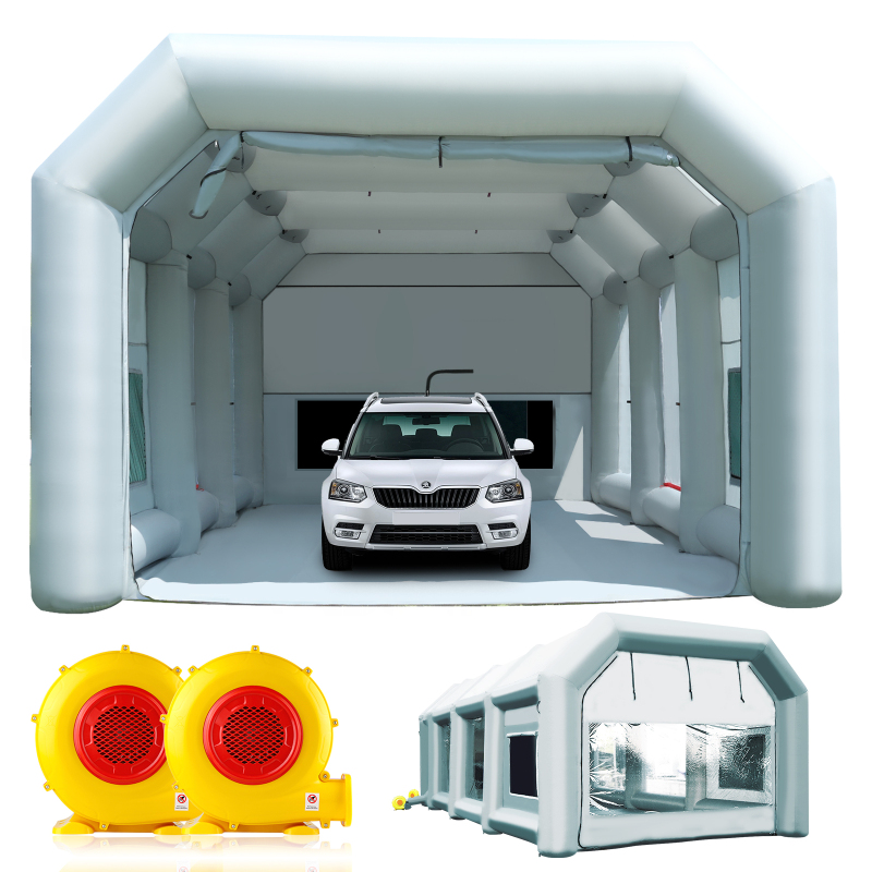 Sewinfla Professional Inflatable Paint Booth 33x16.5x11.5Ft with 2 Blowers (950W+1100W) & Air Filter System Portable Paint Booth Tent Garage Inflatable Spray Booth Painting for Cars