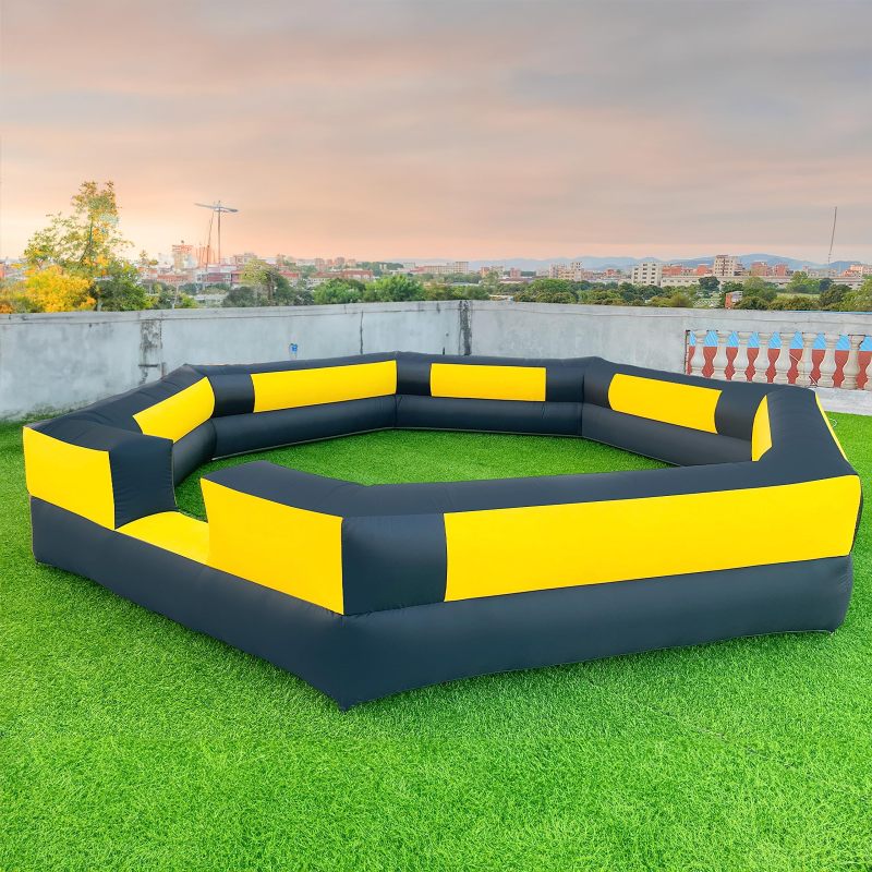 Portable 15FT Gaga Ball Pit Inflatable Gagaball Court with Powerful Blower, Portable Ball Pit Play Fence for Indoor Outdoor School Family Activities Inflatable Sport Games More Durable