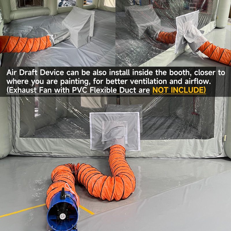 Sewinfla Inflatable Paint Booth MINI Air Draft Device for Indoor Air Circulation Optimized and Helping Solve Overspray & Environmentally-Friendly (Mini Size Elephant Trunk, Attached to the booth front door)